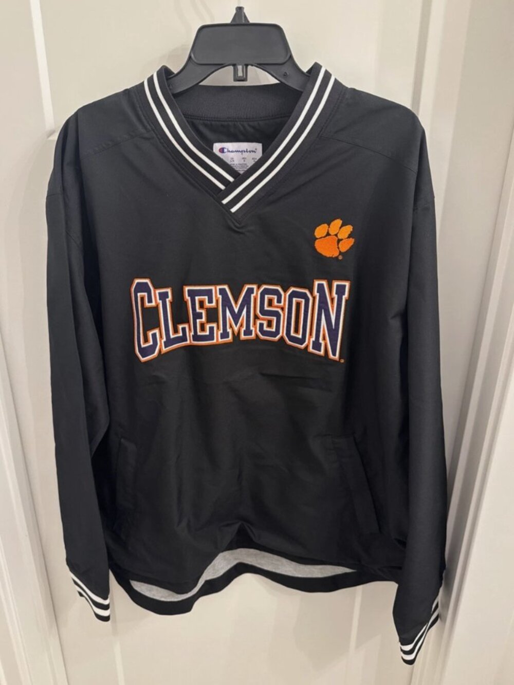 Clemson Tigers Football Champion Black Pullover Coaches Jacket Size Large NWT